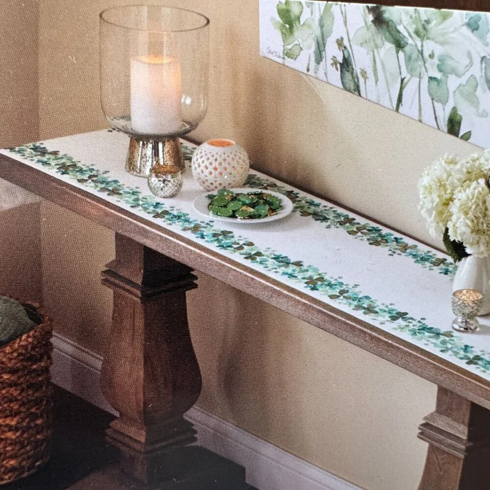 Nicole Miller Saint St Patricks Day Table Runner Shamrock Party Home Decor 14x72 - Picture 2 of 10